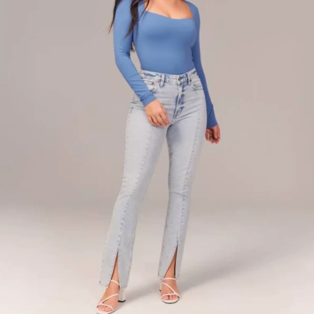 Abercrombie & Fitch Curve Love High Rise Skinny Jean Split Hem